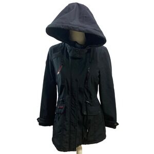 Canada Weathergear Black Hooded Parka Jacket Women Sz S Sport Coat Travel Fleece